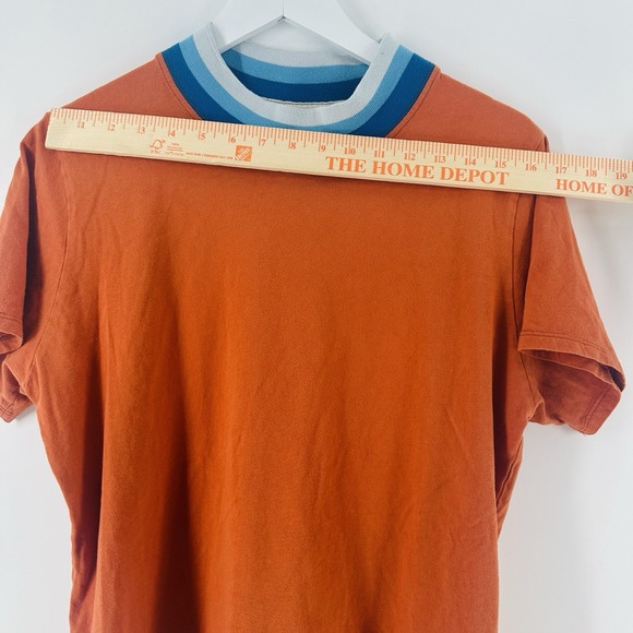 Big Bud Press Orange Striped Collar Mens Medium Short Sleeve Multicolor VTG CC18 - Picture 3 of 9